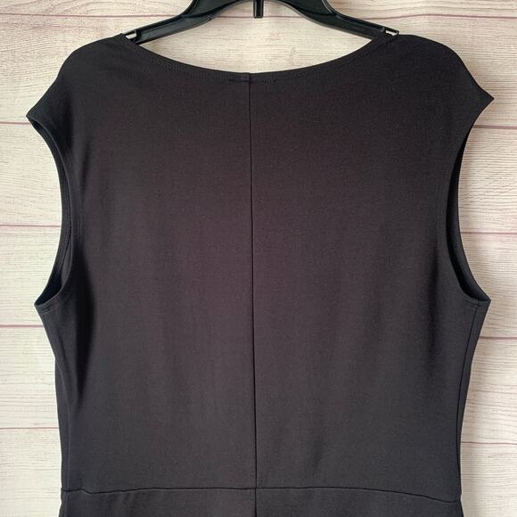 Nine West Black Sleeveless Sheath Dress with Pleating Detail LBD Size XL - Picture 6 of 14